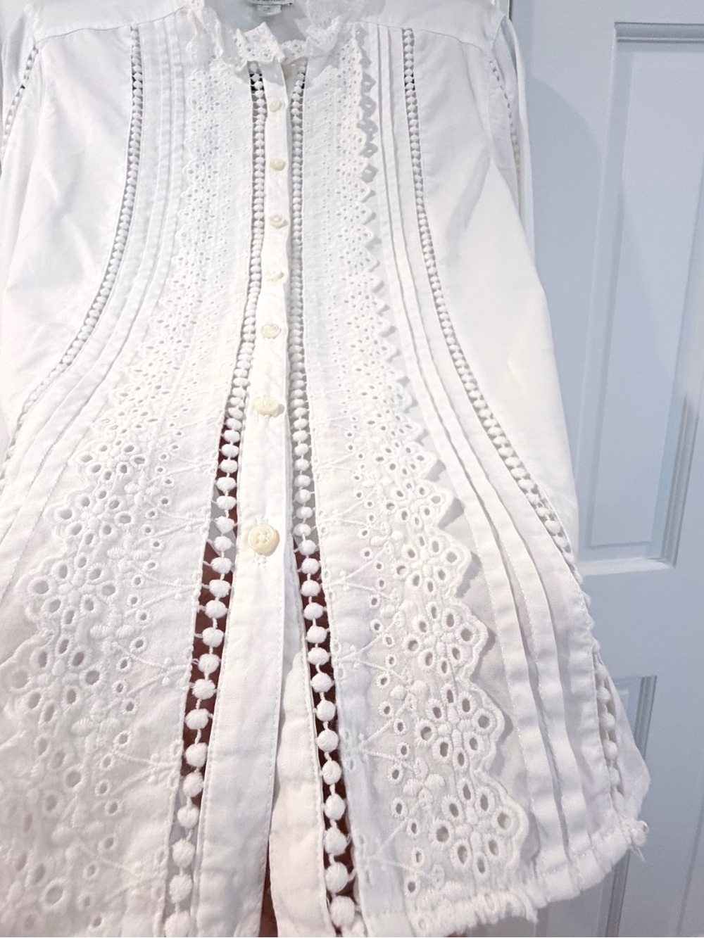 Sundance White Pintuck Lace Peasant Blouse 100% Cotton BOHO Romantic SZ Small - Picture 5 of 13
